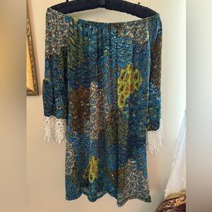 WinWin Half Sleeve Boho Tunic Multi Colored. Size Large-XL